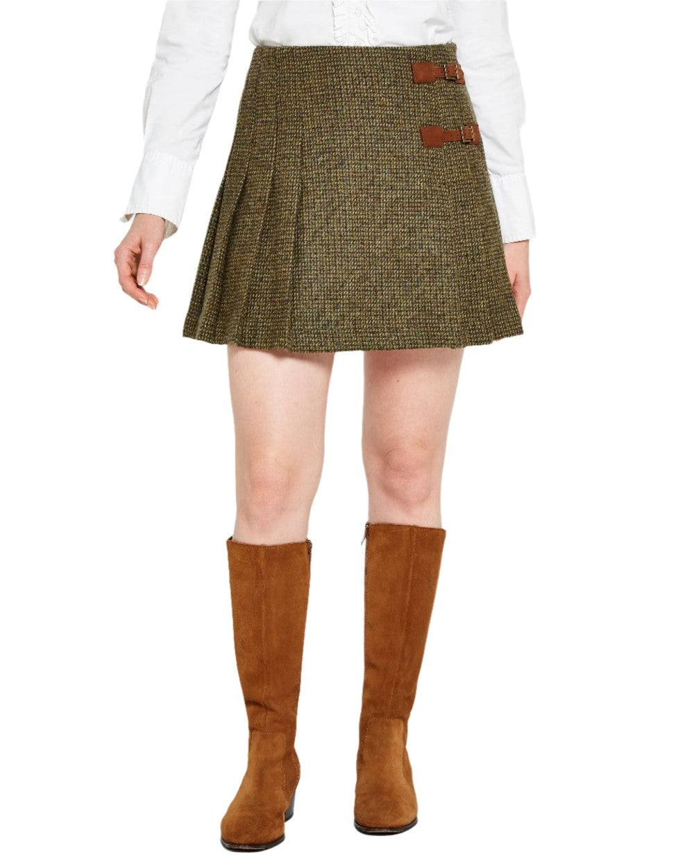 Heath Coloured Dubarry Blossom Tweed Skirt on white background 