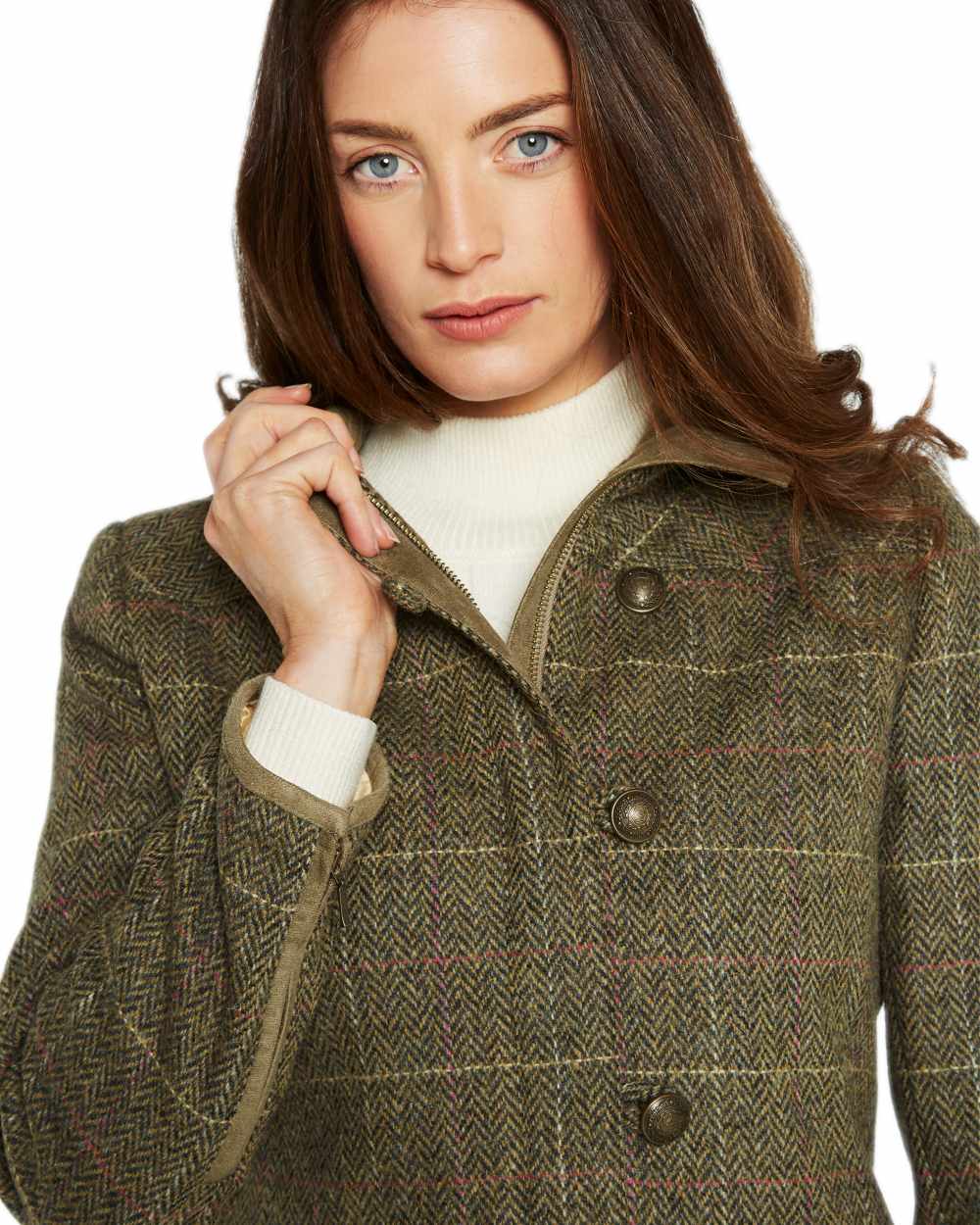 Heath Coloured Dubarry Bracken Tweed Jacket on white background 