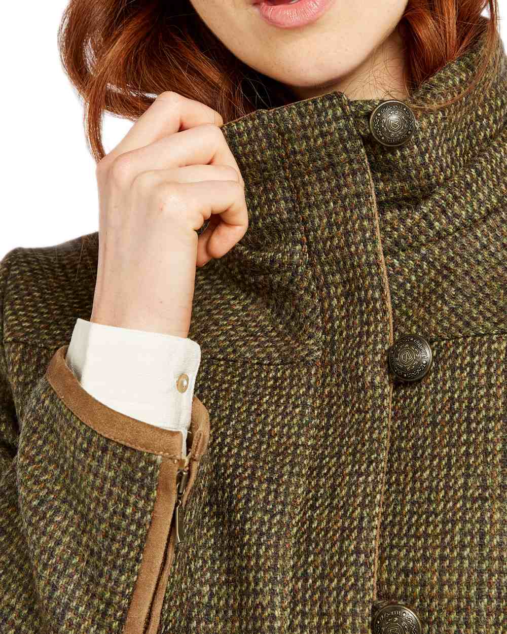 Heath Coloured Dubarry Bracken Tweed Jacket on white background 