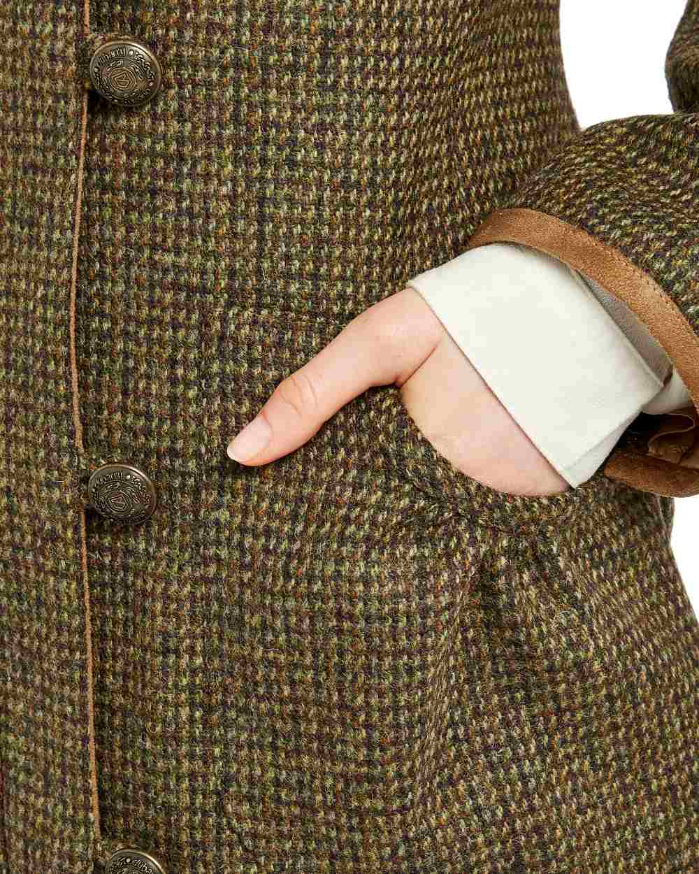 Heath Coloured Dubarry Bracken Tweed Jacket on white background 