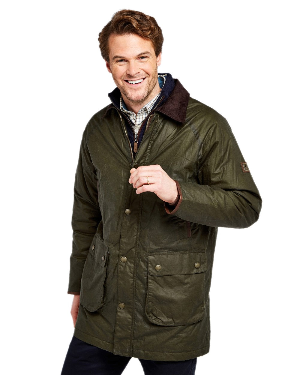 Pine Coloured Dubarry Brunswick Wax Jacket on white background 