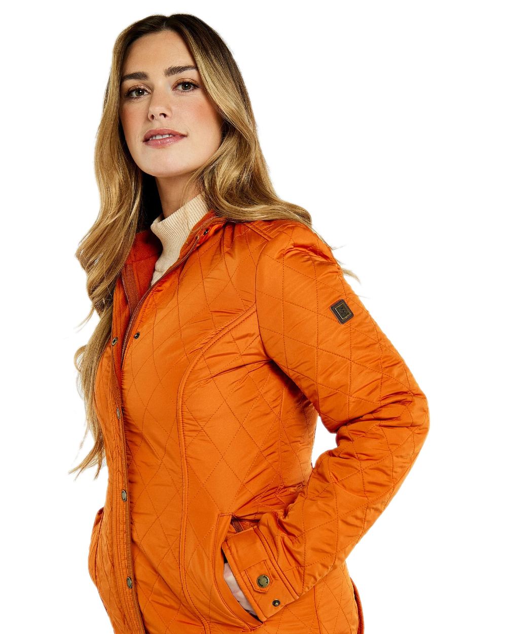 Cayenne Coloured Dubarry Camlodge Quilted Jacket on white background 