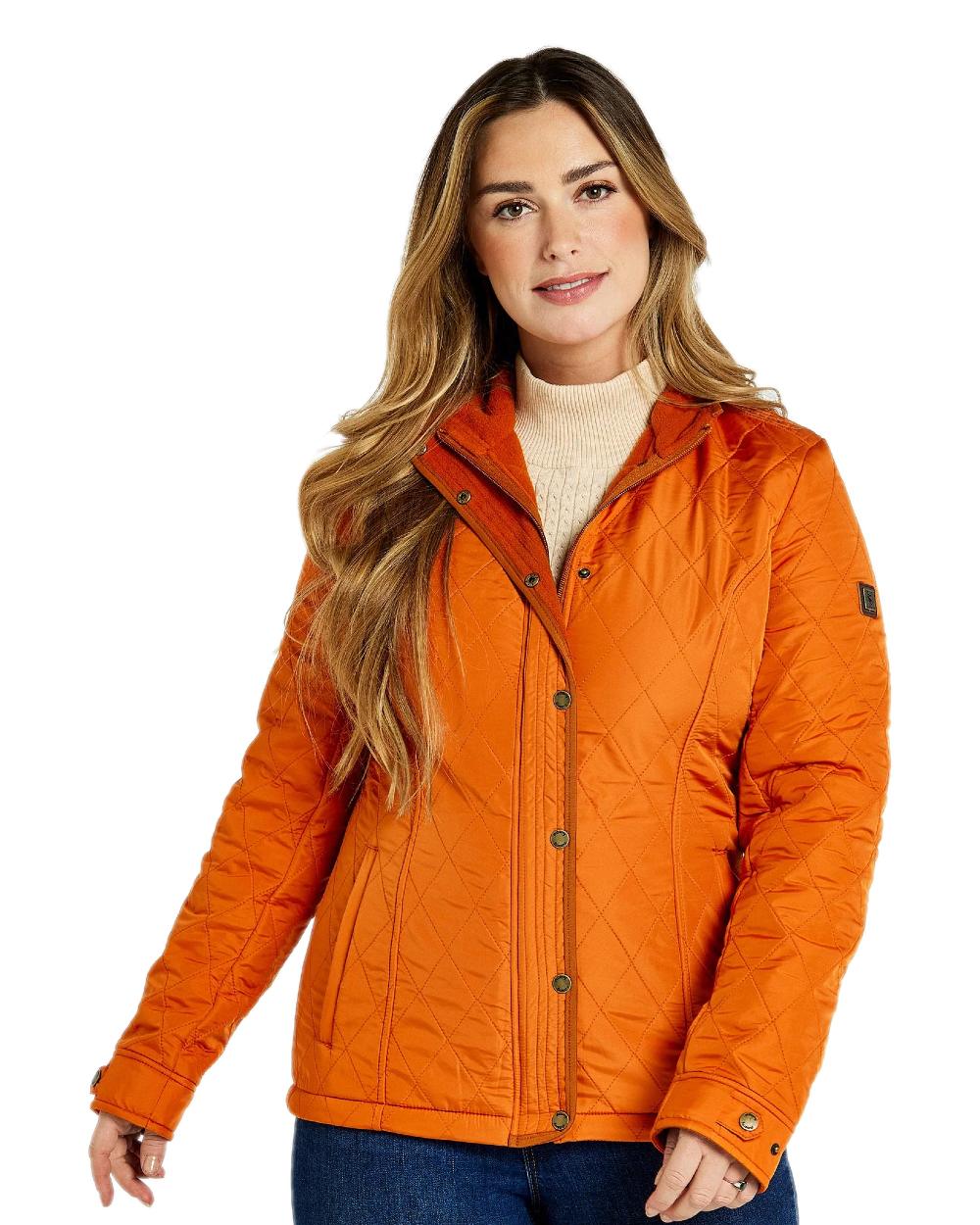 Cayenne Coloured Dubarry Camlodge Quilted Jacket on white background 