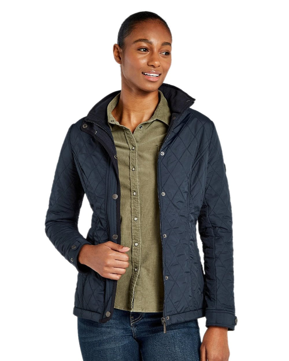 Navy Coloured Dubarry Camlodge Quilted Jacket on white background 