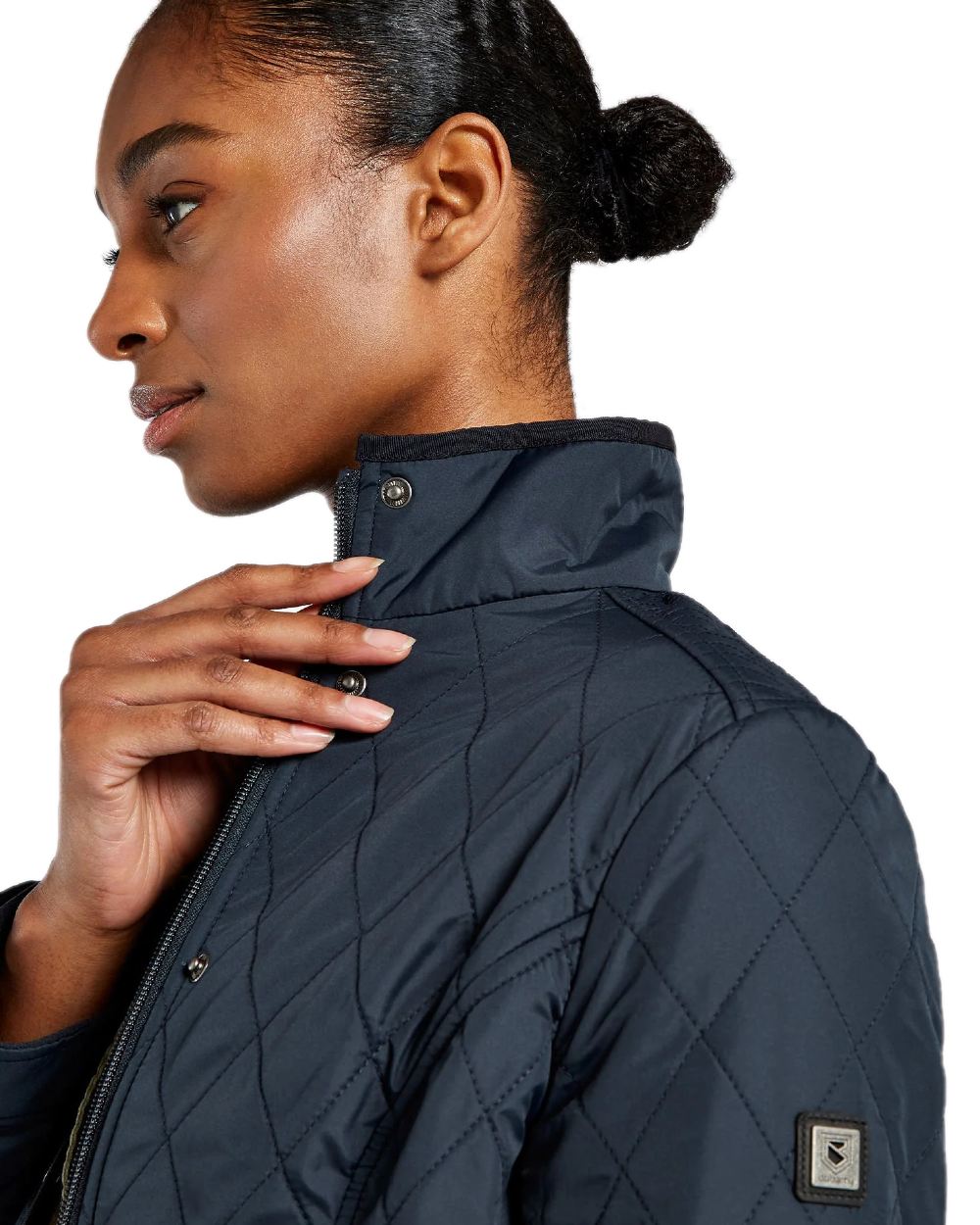 Navy Coloured Dubarry Camlodge Quilted Jacket on white background 