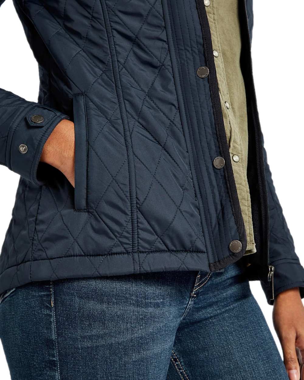 Navy Coloured Dubarry Camlodge Quilted Jacket on white background 