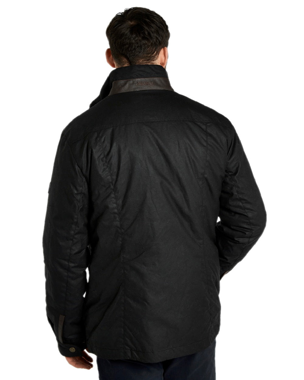 Black Coloured Dubarry Carrickfergus Waxed Jacket on white background 