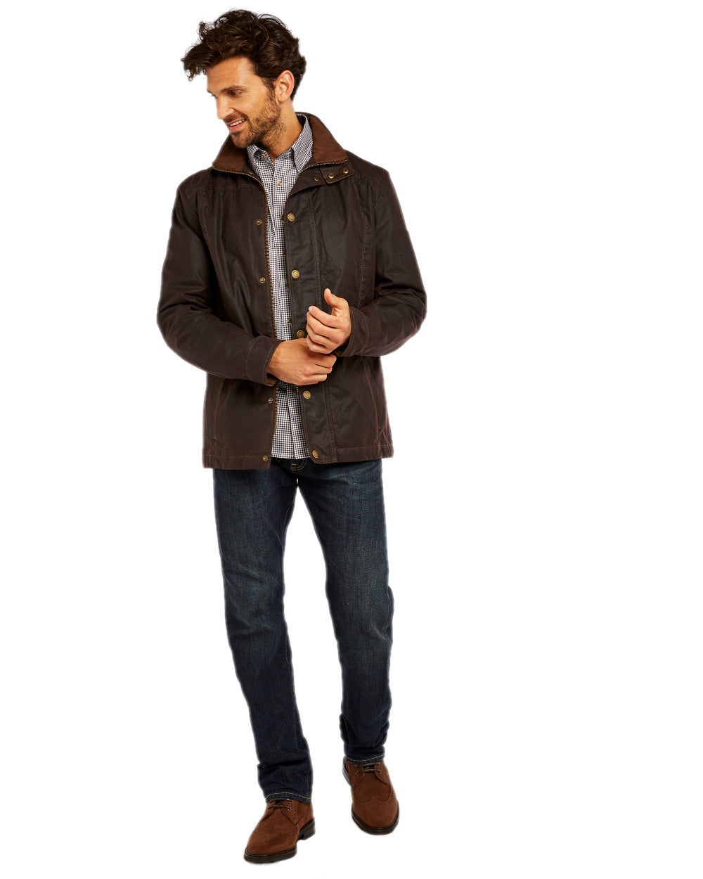 Java Coloured Dubarry Carrickfergus Waxed Jacket on white background 