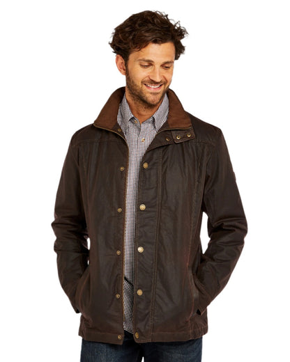 Java Coloured Dubarry Carrickfergus Waxed Jacket on white background 