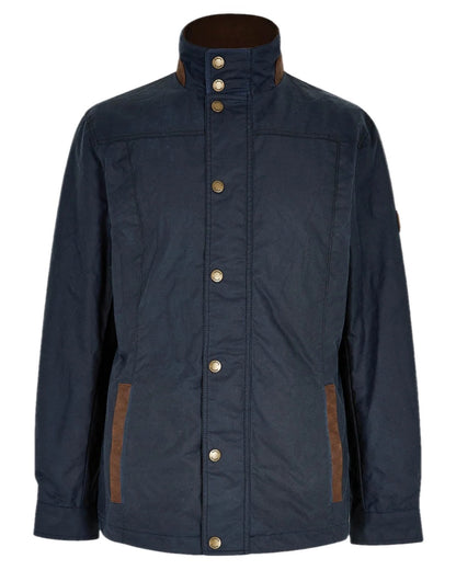 Ocean Blue Coloured Dubarry Carrickfergus Waxed Jacket on white background 