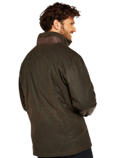 Olive Coloured Dubarry Carrickfergus Waxed Jacket on white background 