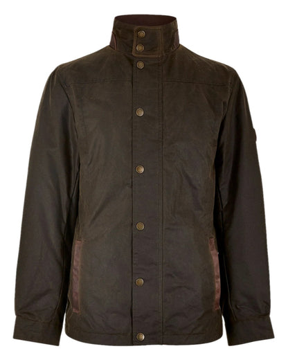 Olive Coloured Dubarry Carrickfergus Waxed Jacket on white background 