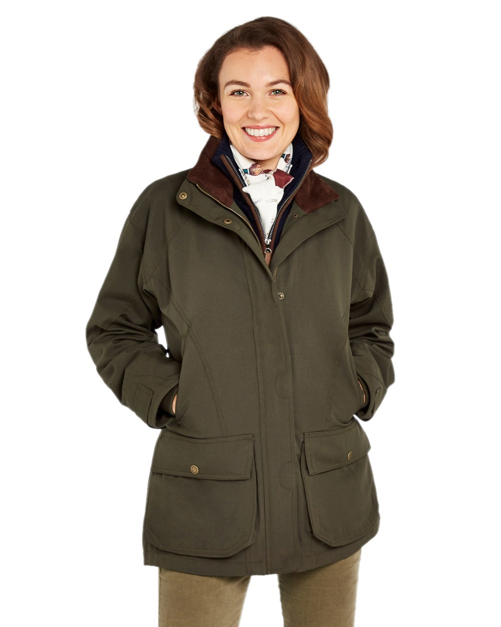 Ivy Coloured Dubarry Castlehyde All-Purpose Shooting Coat on white background 