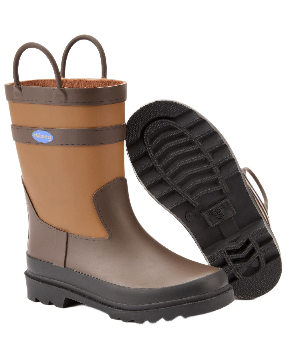 Walnut Coloured Dubarry Childrens Splash Waterproof Boots on white background 