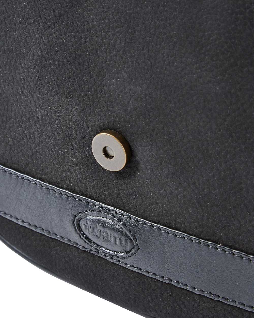 Black coloured Dubarry Clara Leather Saddle Bag on white background 