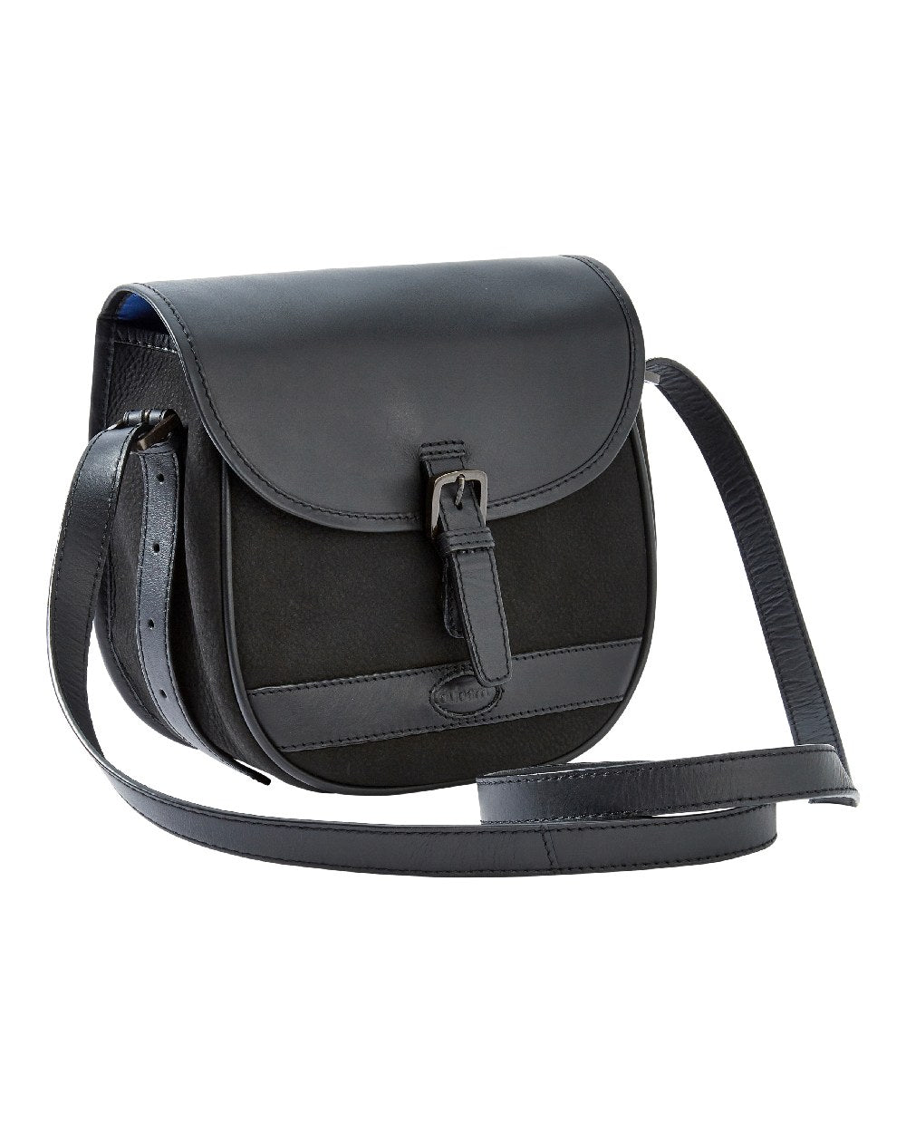 Black coloured Dubarry Clara Leather Saddle Bag on white background 