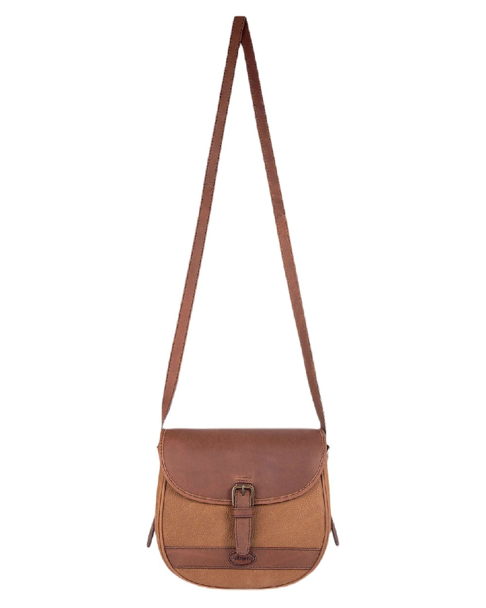 Brown coloured Dubarry Clara Leather Saddle Bag on white background 