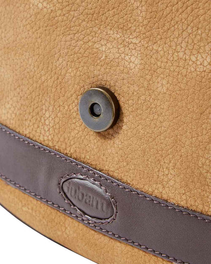 Brown coloured Dubarry Clara Leather Saddle Bag on white background 