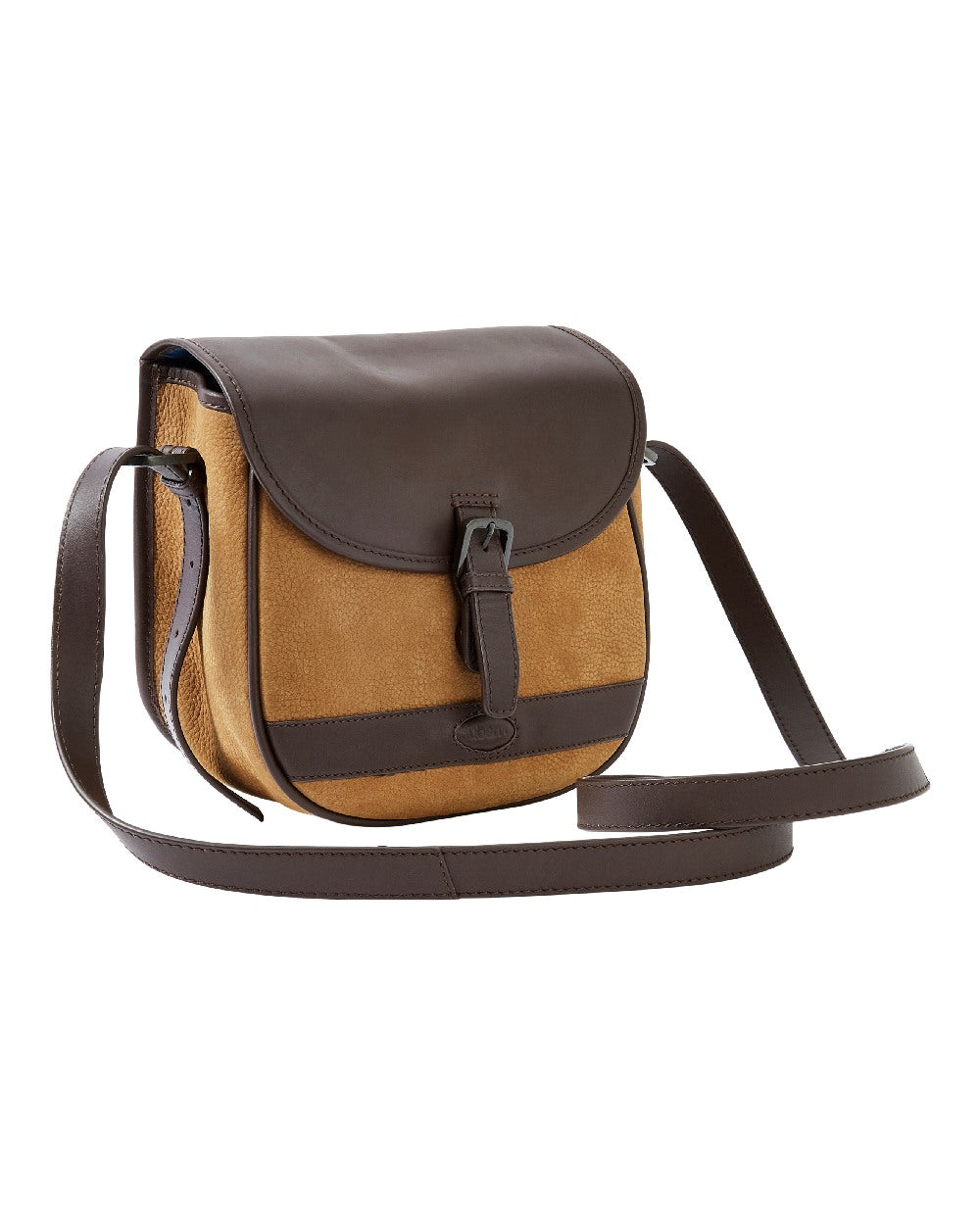 Brown coloured Dubarry Clara Leather Saddle Bag on white background 