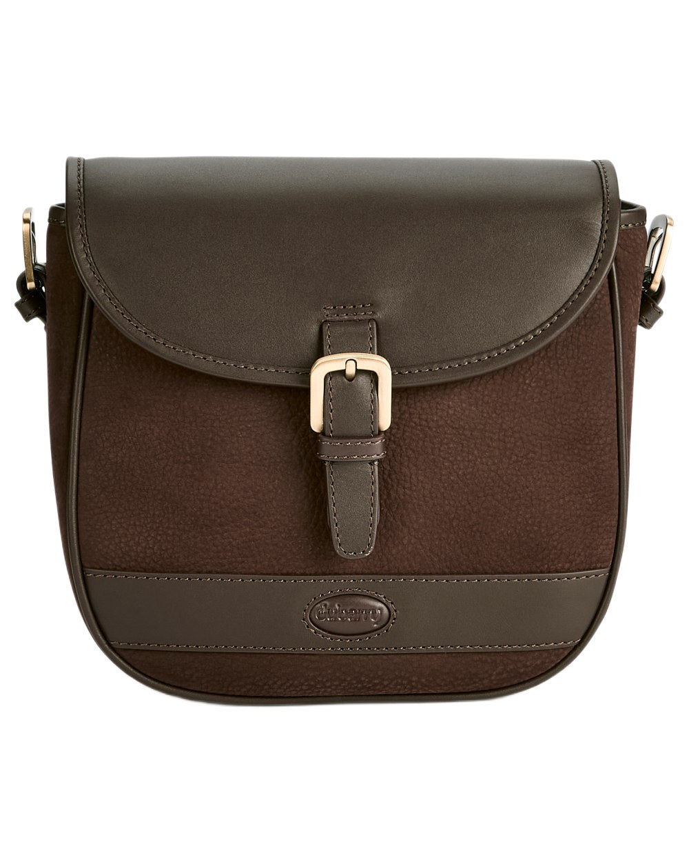 Mocha coloured Dubarry Clara Leather Saddle Bag on white background 