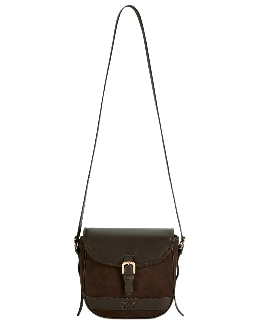 Mocha coloured Dubarry Clara Leather Saddle Bag on white background 