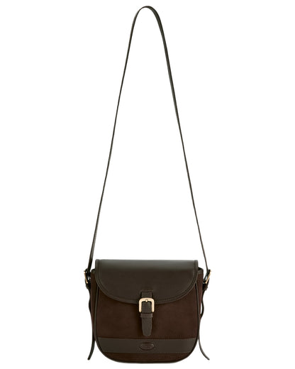 Mocha coloured Dubarry Clara Leather Saddle Bag on white background 