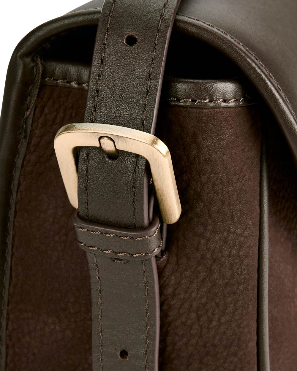 Mocha coloured Dubarry Clara Leather Saddle Bag on white background 