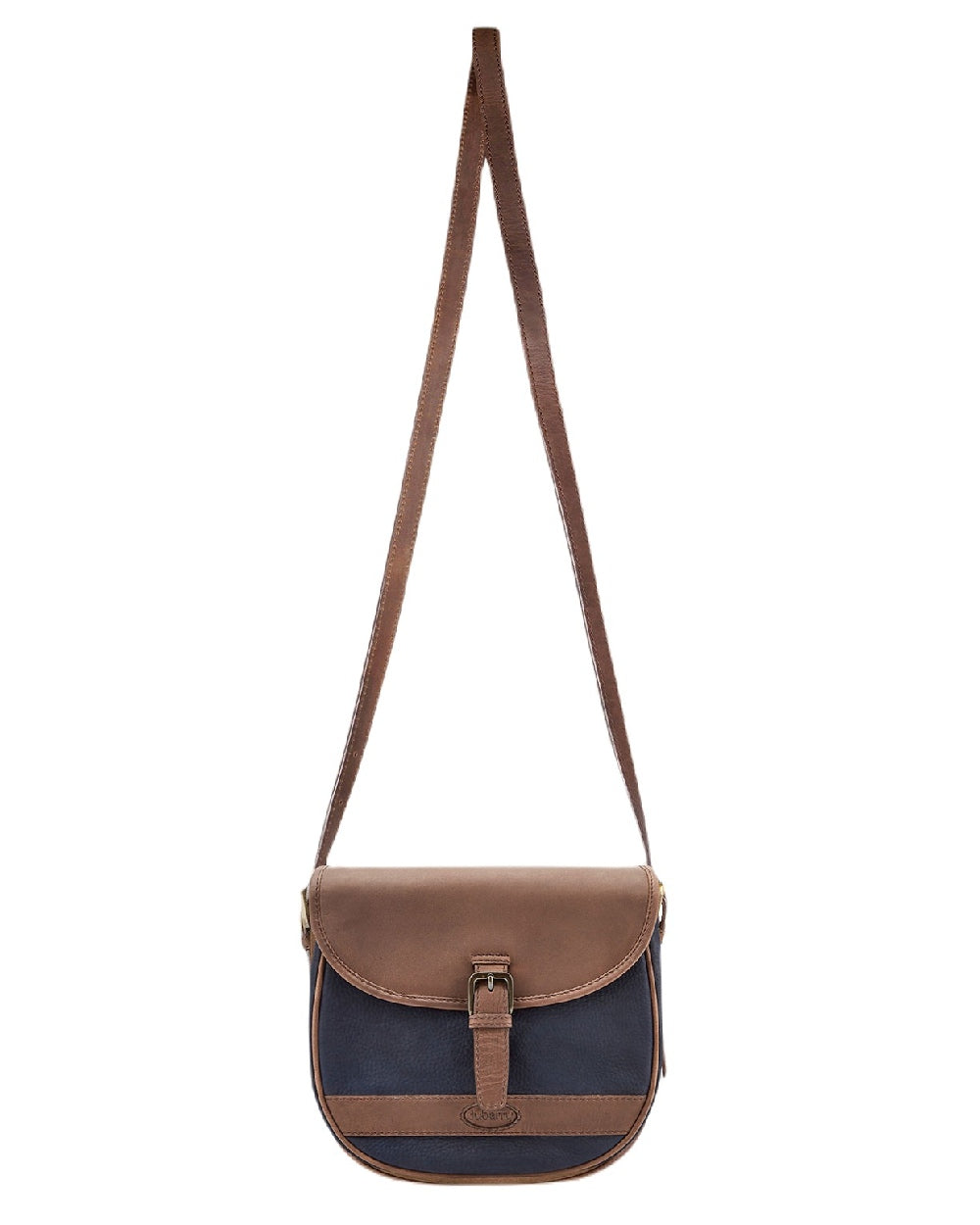 Navy Brown coloured Dubarry Clara Leather Saddle Bag on white background 