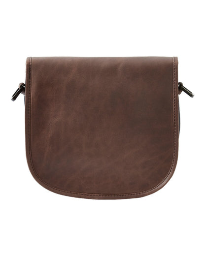 Navy Brown coloured Dubarry Clara Leather Saddle Bag on white background 