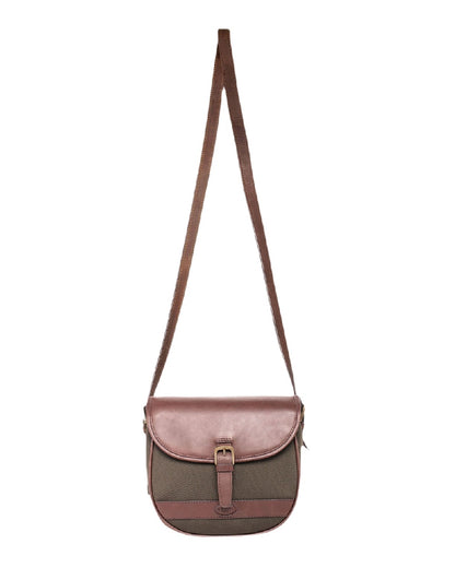 Olive coloured Dubarry Clara Leather Saddle Bag on white background 