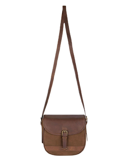 Walnut coloured Dubarry Clara Leather Saddle Bag on white background 