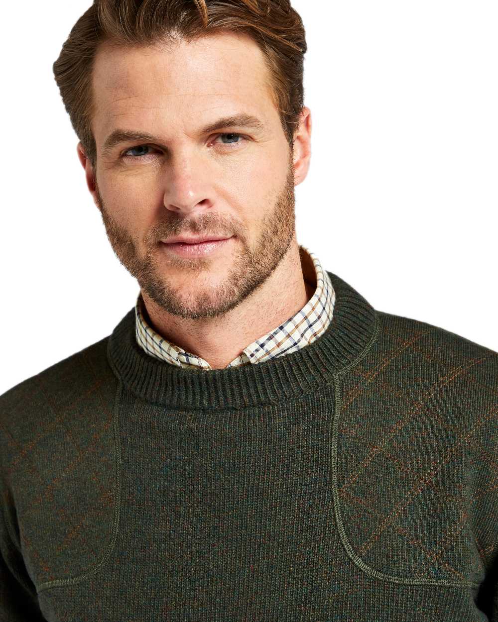 Olive Coloured Dubarry Clarinbridge Crew Neck Sweater on white background 