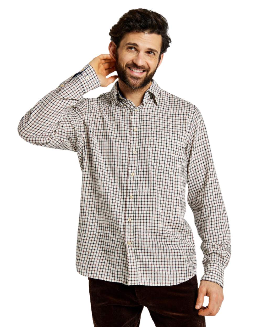 Ox Blood Coloured Dubarry Connell Tattersal Check Shirt on white background 