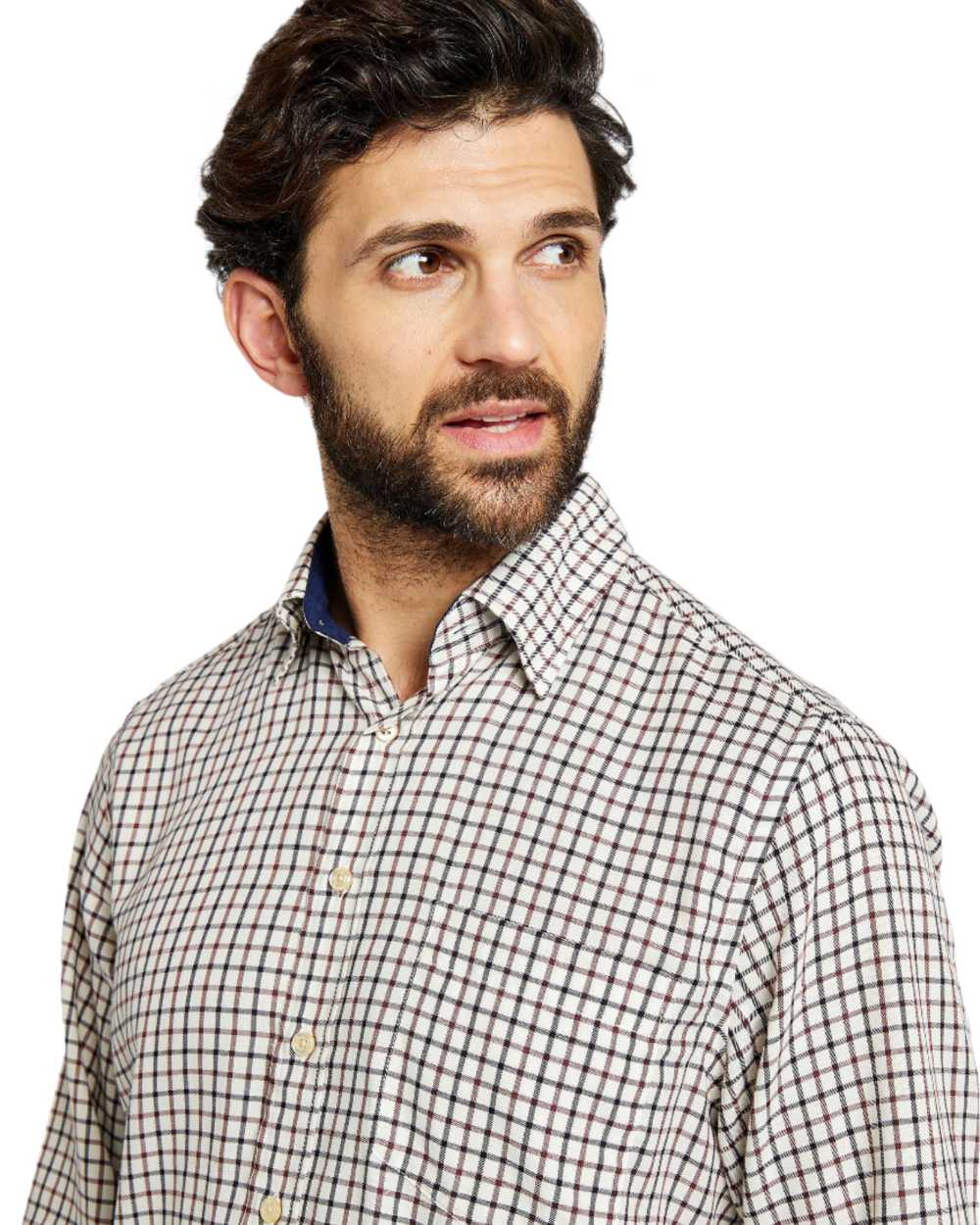 Ox Blood Coloured Dubarry Connell Tattersal Check Shirt on white background 