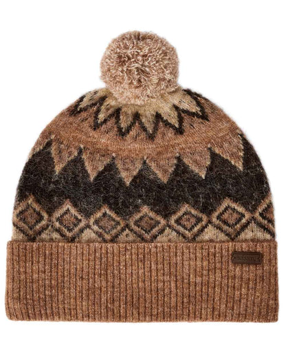 Oat Multi coloured Dubarry Coolroe Knitted Bobble Hat on white background 