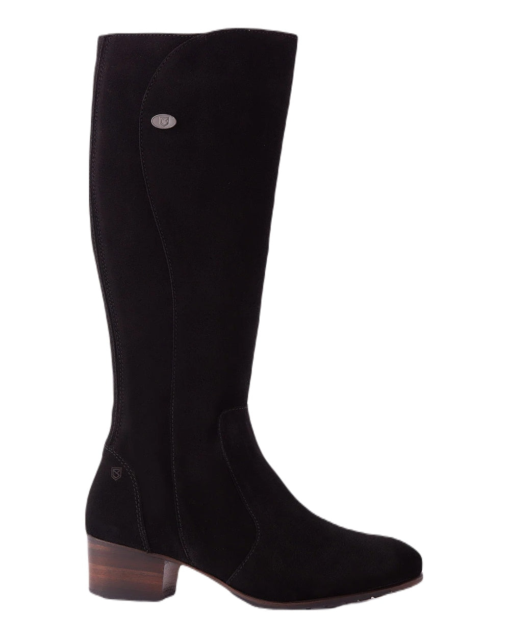 Black Suede coloured Dubarry Downpatrick Knee High Boots on white background 