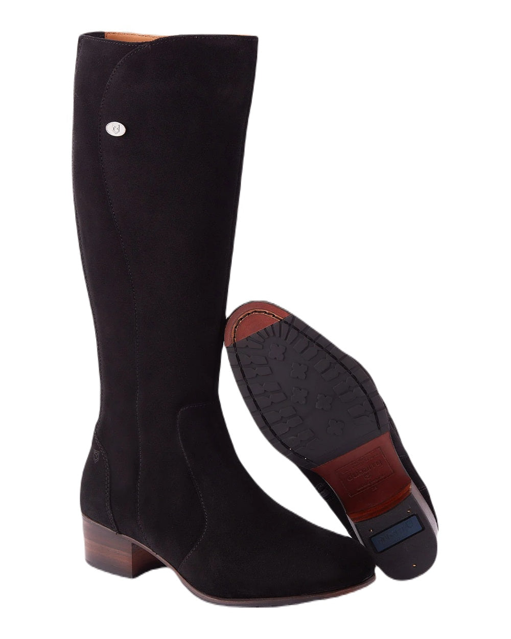 Black Suede coloured Dubarry Downpatrick Knee High Boots on white background 