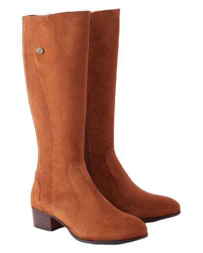 Camel coloured Dubarry Downpatrick Knee High Boots on white background 