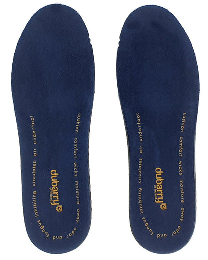 Navy coloured Dubarry Footbed on white background 