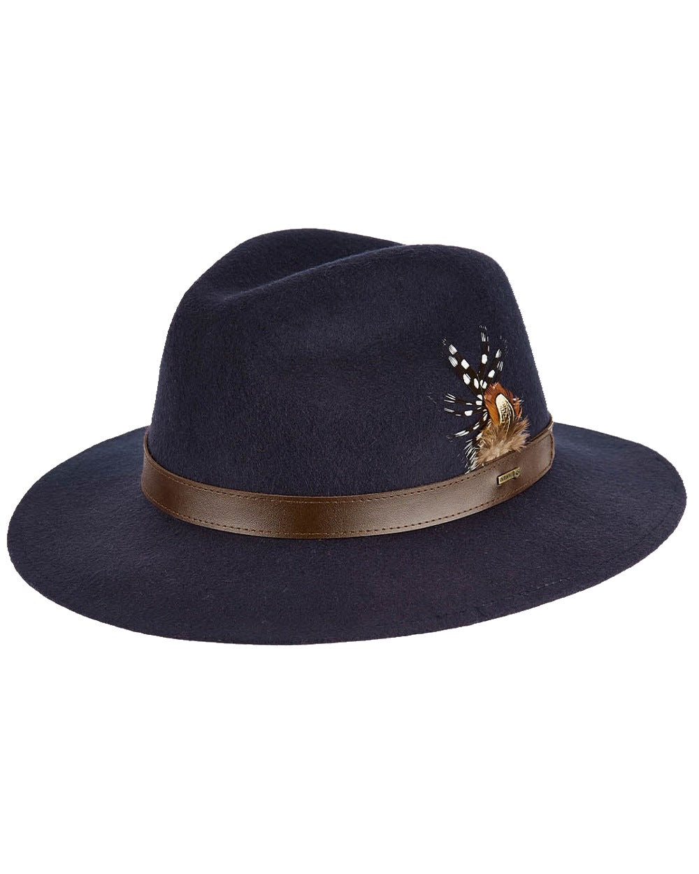 Navy coloured Dubarry Gallagher Ladies Felt Hat on white background 