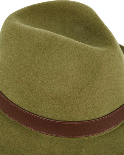 Olive coloured Dubarry Gallagher Ladies Felt Hat on white background 