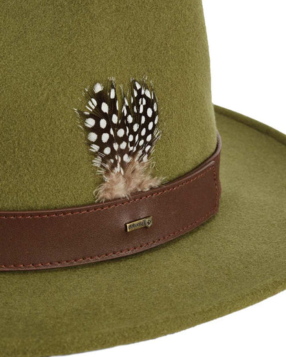 Olive coloured Dubarry Gallagher Ladies Felt Hat on white background 