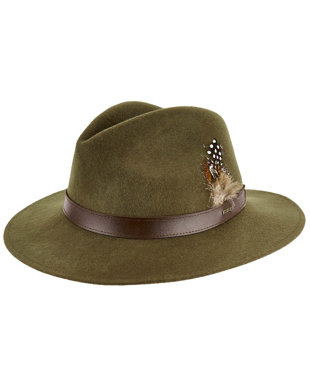 Olive coloured Dubarry Gallagher Ladies Felt Hat on white background 