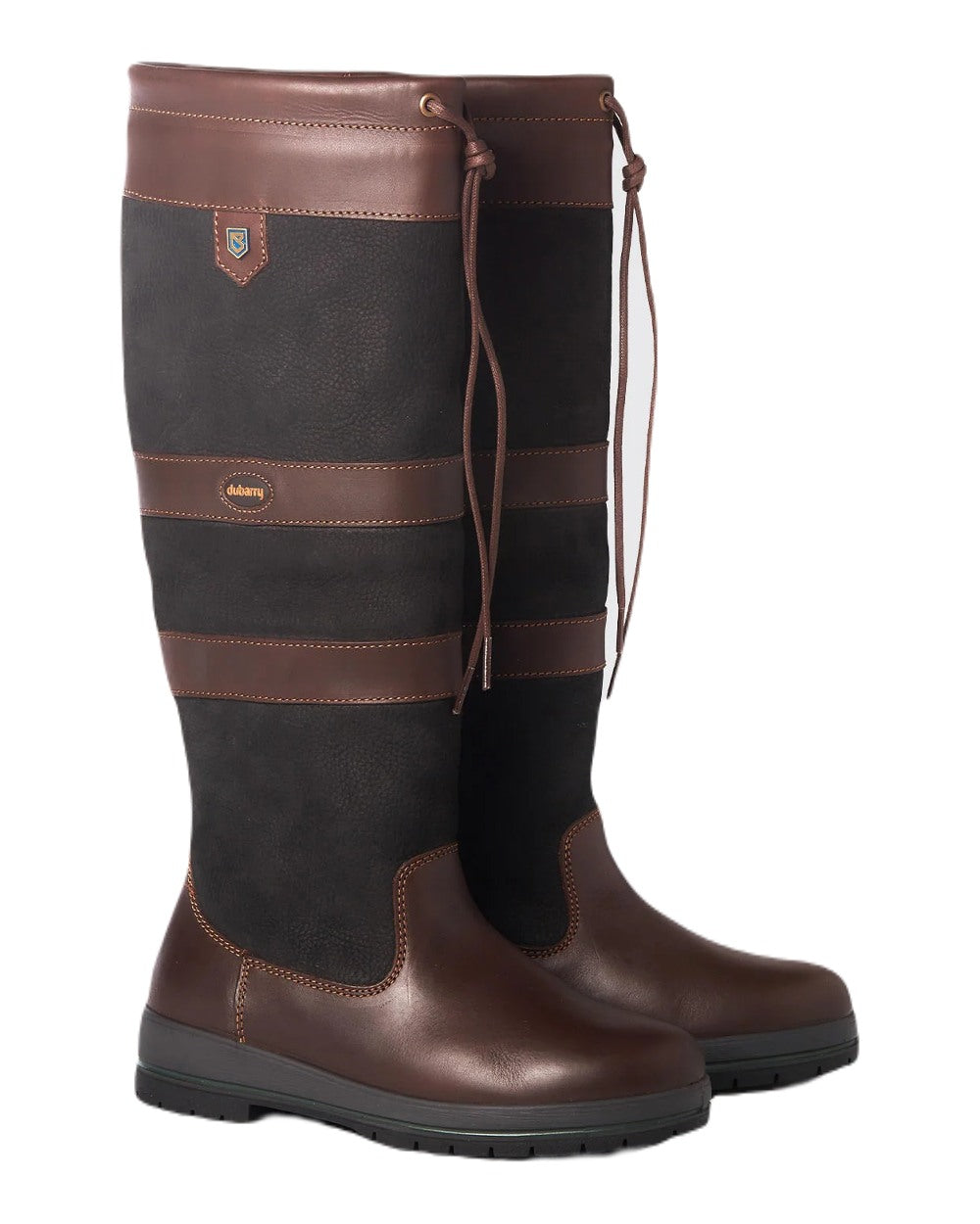 Black Brown coloured Dubarry Galway Country Boots on white background 