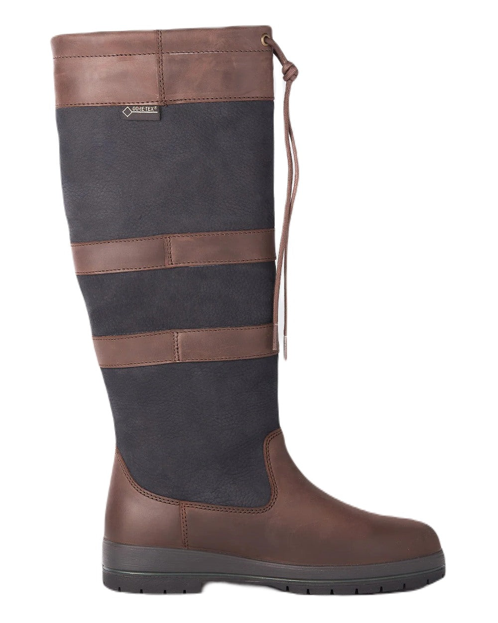 Black Brown coloured Dubarry Galway Country Boots on white background 