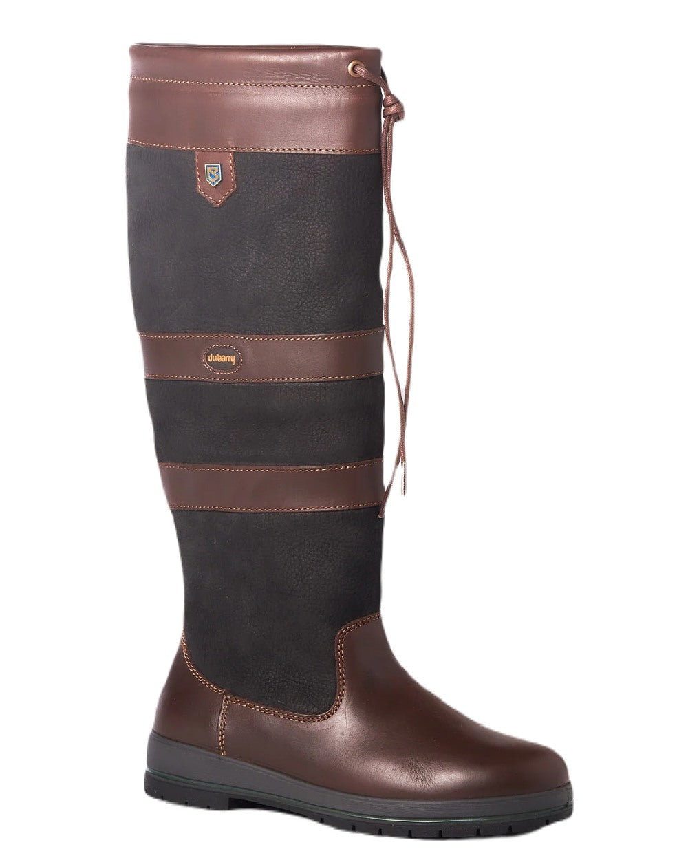 Black Brown coloured Dubarry Galway Country Boots on white background 