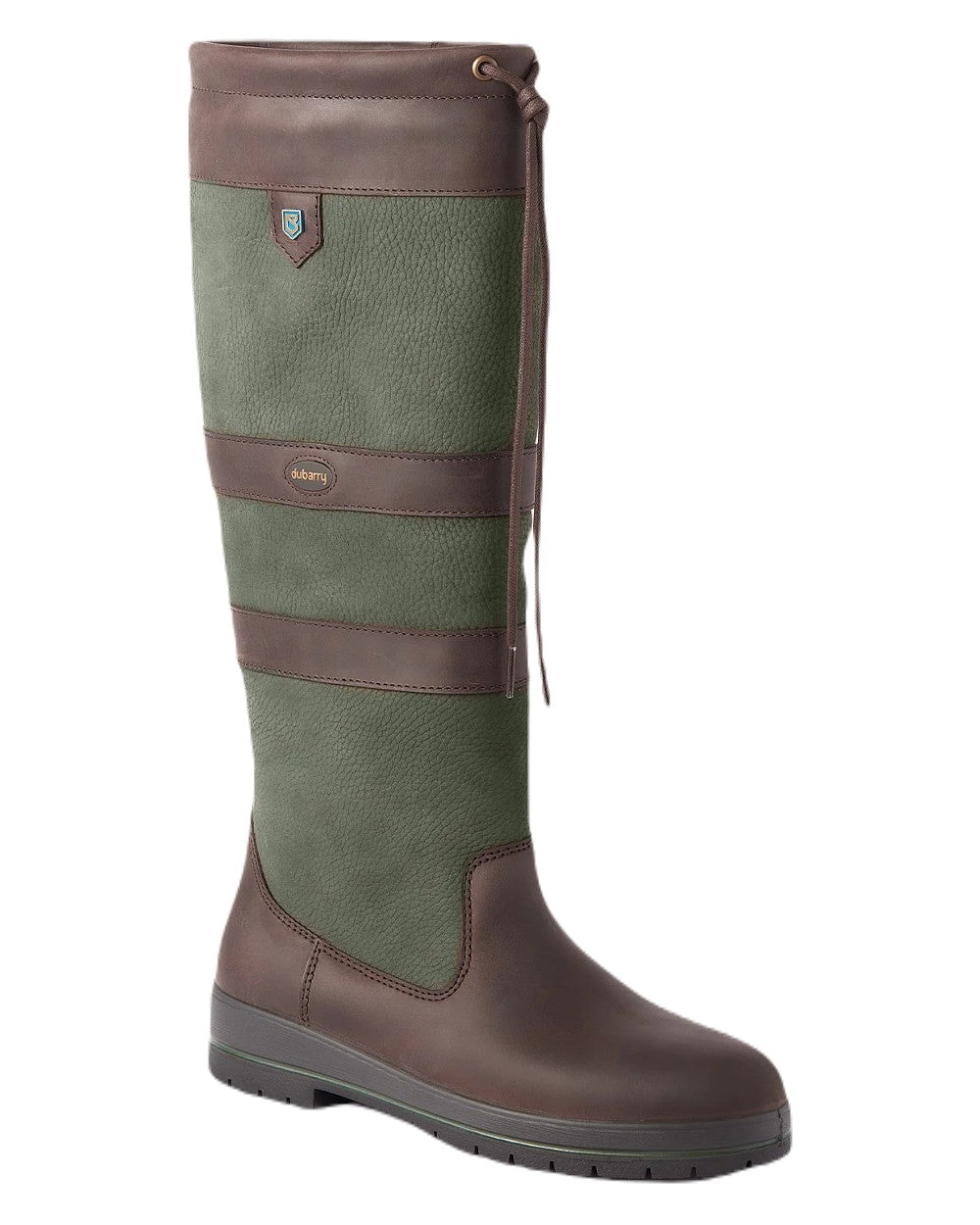 Ivy coloured Dubarry Galway Country Boots on white background 