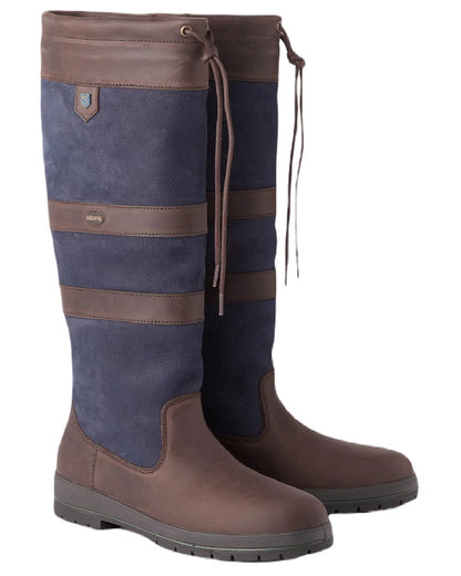 Navy Brown coloured Dubarry Galway Country Boots on white background 