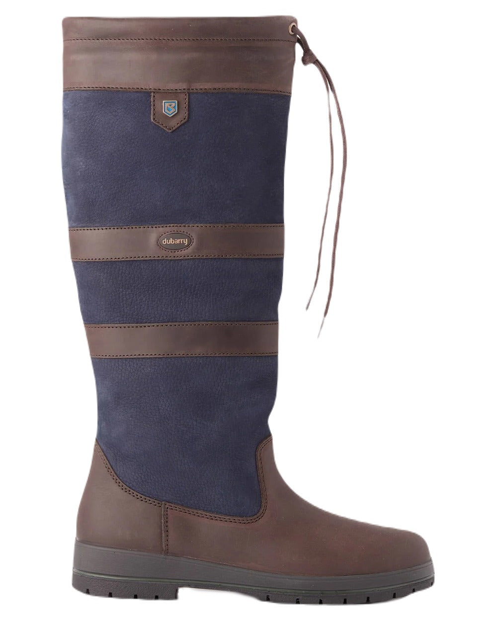 Navy Brown coloured Dubarry Galway Country Boots on white background 