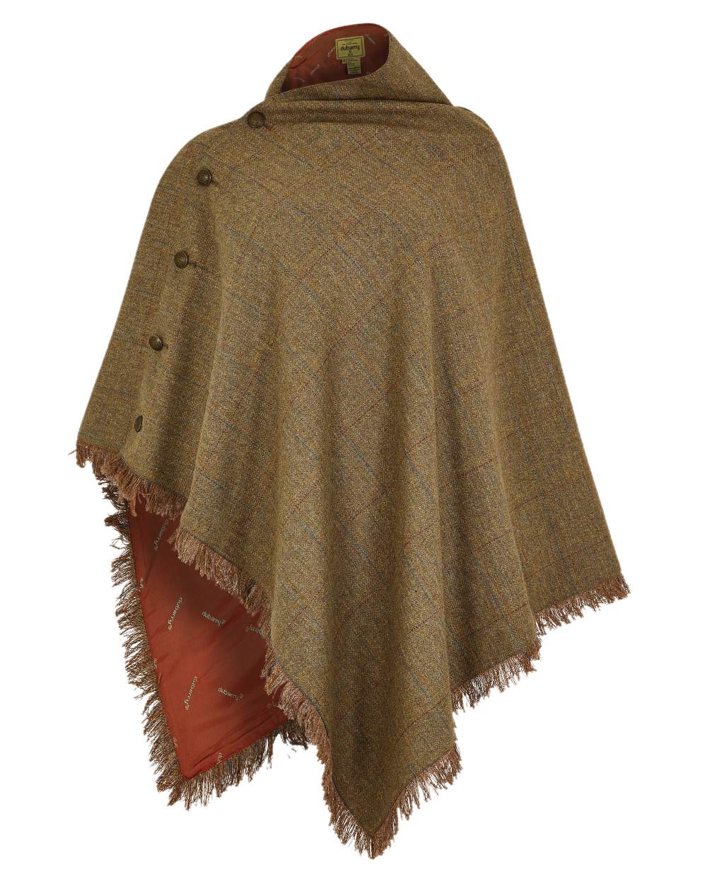 Burren Coloured Dubarry Hazelwood Tweed Poncho on white background 